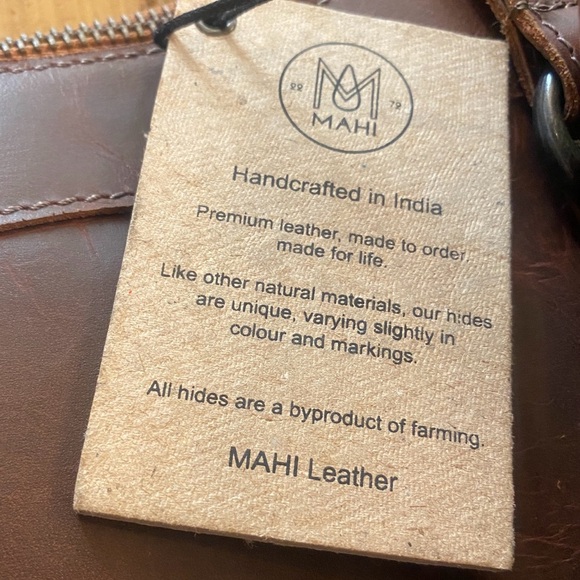 Leather Weekender Mahi Columbus Brown Tote Bag New Shoulder Strap - Picture 3 of 16